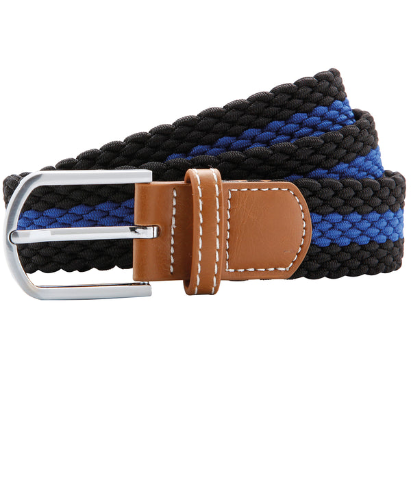 Asquith & Fox Two-colour Stripe Braid Stretch Belt - Black/Royal
