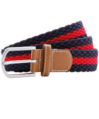 Asquith & Fox Two-colour Stripe Braid Stretch Belt - Navy/Red
