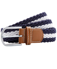 Asquith & Fox Two-colour Stripe Braid Stretch Belt - Navy/White