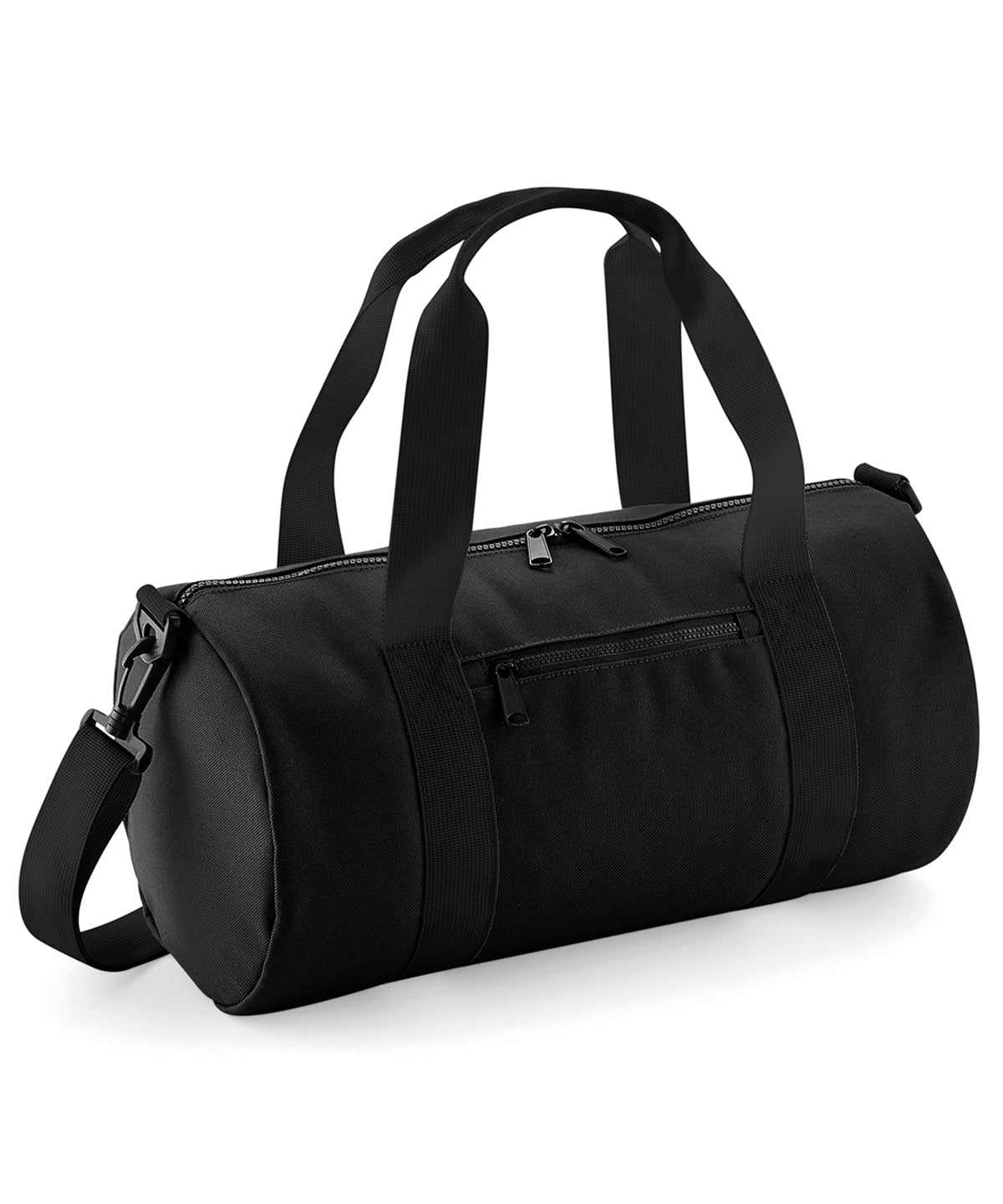 BagBase Mini Barrel Bag - Black/Black