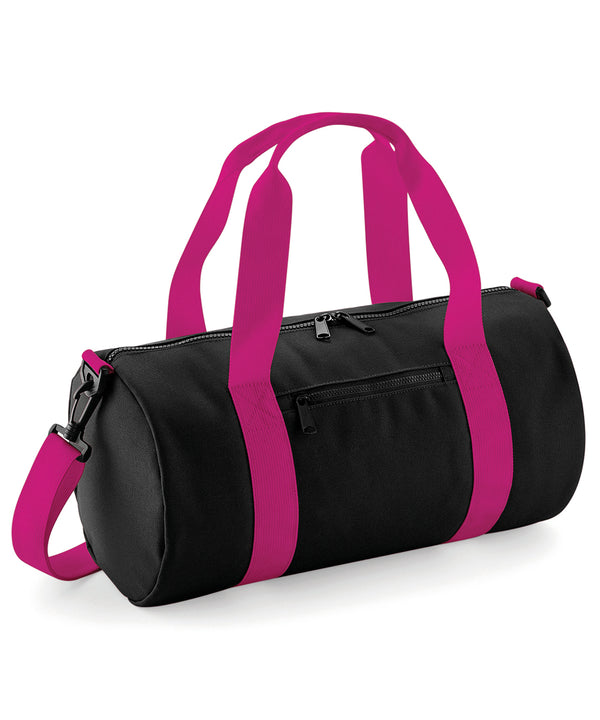 BagBase Mini Barrel Bag - Black/Fuchsia