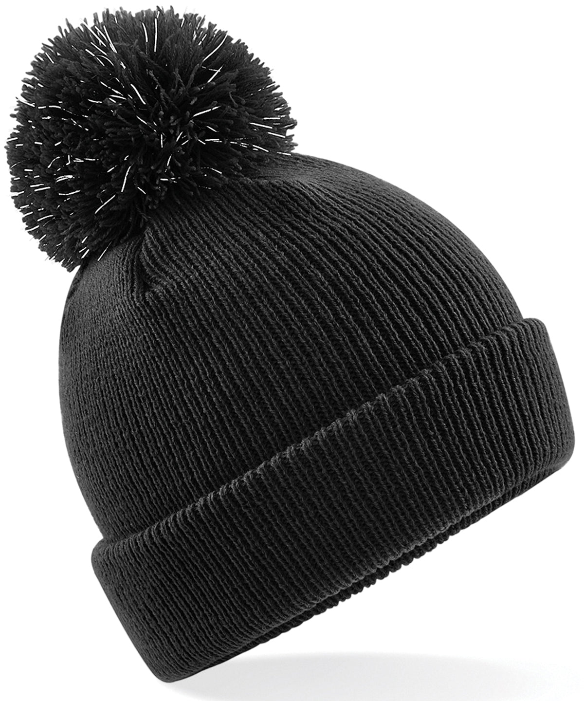 Beechfield Junior Reflective Bobble Beanie - Black