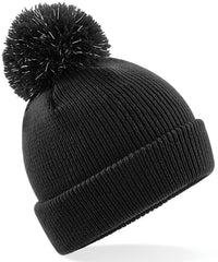 Beechfield Junior Reflective Bobble Beanie - Black