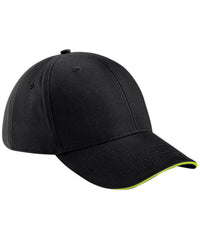 Beechfield Athleisure 6-panel Cap - Black/Lime Green