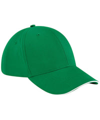 Beechfield Athleisure 6-panel Cap - Kelly Green/White