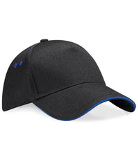 Beechfield Ultimate 5-panel Cap - Sandwich Peak - Black/Bright Royal