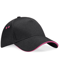 Beechfield Ultimate 5-panel Cap - Sandwich Peak - Black/Fuchsia
