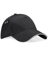 Beechfield Ultimate 5-panel Cap - Sandwich Peak - Black/Light Grey