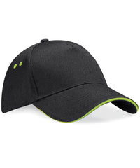 Beechfield Ultimate 5-panel Cap - Sandwich Peak - Black/Lime Green