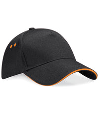 Beechfield Ultimate 5-panel Cap - Sandwich Peak - Black/Orange