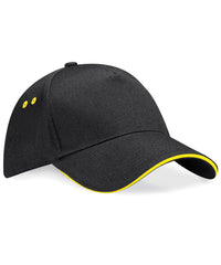 Beechfield Ultimate 5-panel Cap - Sandwich Peak - Black/Yellow