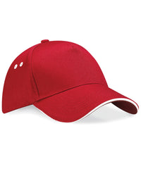 Beechfield Ultimate 5-panel Cap - Sandwich Peak - Classic Red/White