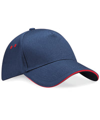 Beechfield Ultimate 5-panel Cap - Sandwich Peak - French Navy/Classic Red