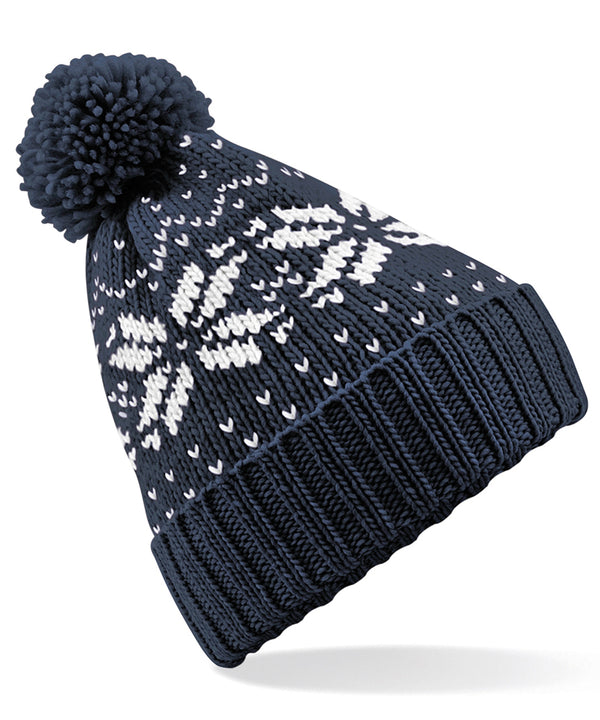 Beechfield Fair Isle Snowstar® Beanie - French Navy/White