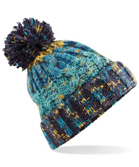 Beechfield Corkscrew Pom Pom Beanie - Marine Splash