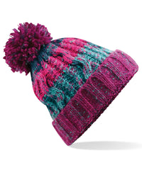 Beechfield Corkscrew Pom Pom Beanie - Winter Berries