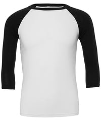 Bella Canvas Unisex Triblend ¾ Sleeve Baseball T-shirt - White/Black
