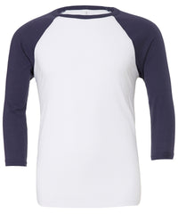 Bella Canvas Unisex Triblend ¾ Sleeve Baseball T-shirt - White/Navy