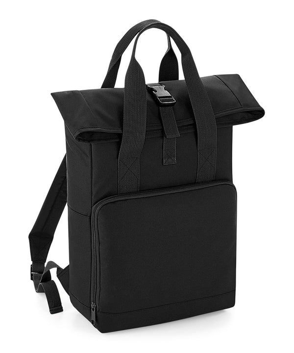 BagBase Twin Handle Roll-top Backpack - Black
