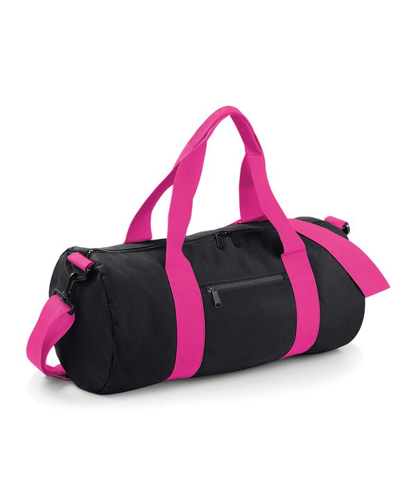 BagBase Original Barrel Bag - Black/Fuchsia
