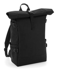 BagBase Block Roll-top Backpack - Black/Black