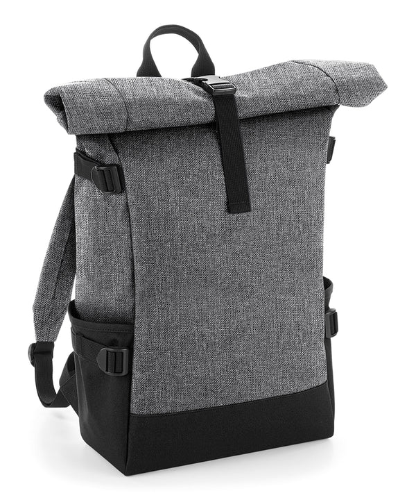 BagBase Block Roll-top Backpack - Grey Marl/Black