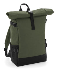 BagBase Block Roll-top Backpack - Olive Green/Black