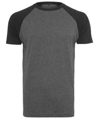Build Your Brand Raglan Contrast Tee - Charcoal/Black*