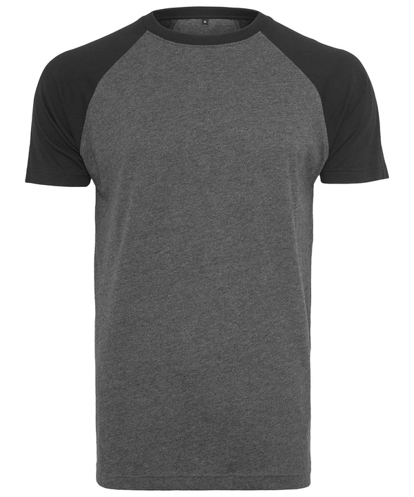 Build Your Brand Raglan Contrast Tee - Charcoal/Black*