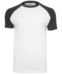 Build Your Brand Raglan Contrast Tee - White/Black*