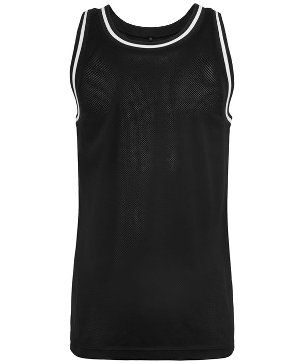 Build Your Brand Mesh Tank Top - Black/White