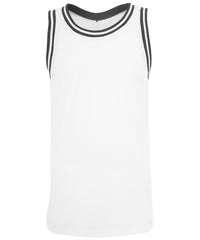 Build Your Brand Mesh Tank Top - White/Black