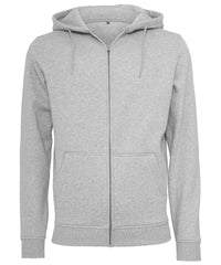 Build Your Brand Heavy Zip Hoodie - Heather Grey