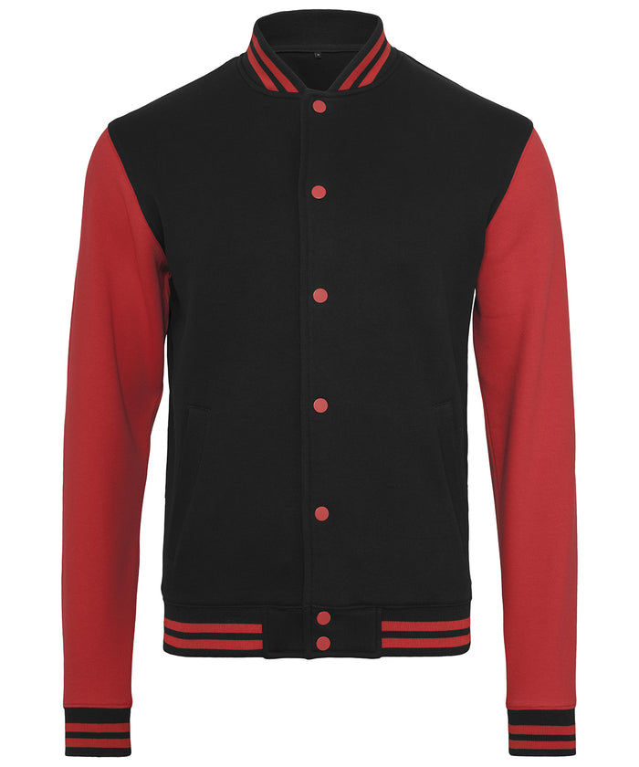 Build Your Brand Sweat College Jacket - Black/Red