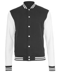 Build Your Brand Sweat College Jacket - Black/White