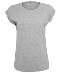 Build Your Brand Women's Extended Shoulder Tee - Heather Grey*†