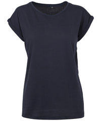 Build Your Brand Women's Extended Shoulder Tee - Navy*†