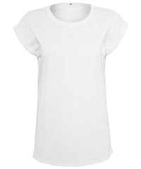 Build Your Brand Women's Extended Shoulder Tee - White*†
