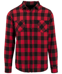 Build Your Brand Checked Flannel Shirt - Black/Red
