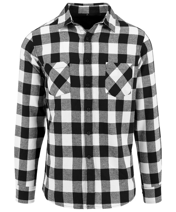 Build Your Brand Checked Flannel Shirt - Black/White