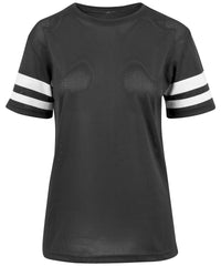 Build Your Brand Women's Mesh Stripe Tee - Black/White