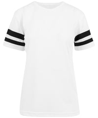 Build Your Brand Women's Mesh Stripe Tee - White/Black