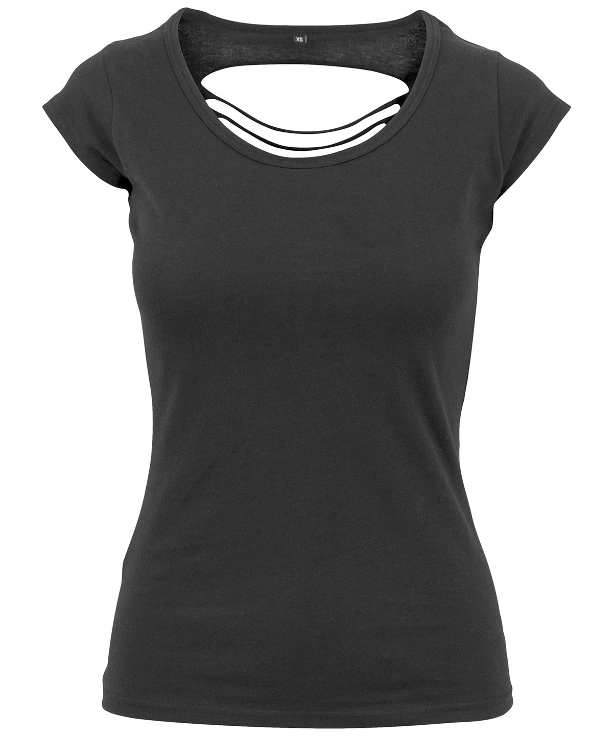 Build Your Brand Women's Back Cut Tee - Black