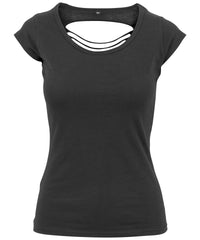 Build Your Brand Women's Back Cut Tee - Black