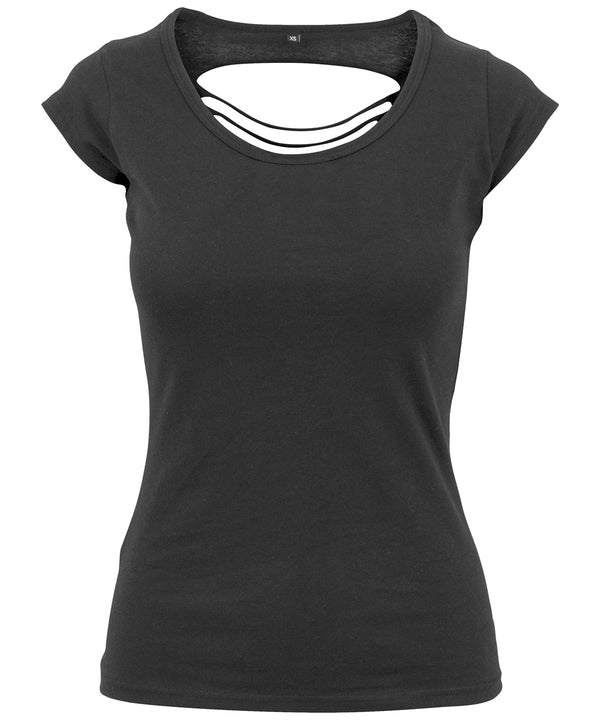 Build Your Brand Women's Back Cut Tee - Black