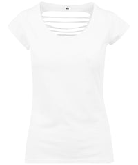 Build Your Brand Women's Back Cut Tee - White