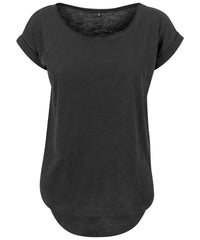 Build Your Brand Women's Long Slub Tee - Black
