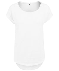 Build Your Brand Women's Long Slub Tee - White