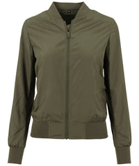 Build Your Brand Women's Light Bomber Jacket - Dark Olive