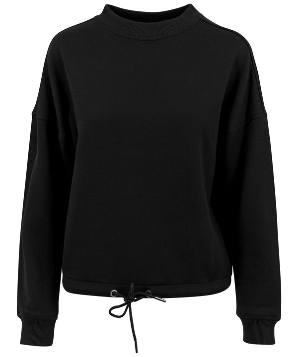 Build Your Brand Women's Oversize Crew Neck - Black
